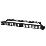 Patchpanel pro keystone 19'', STP, 24 portů, neosazený, černý (TC-KP24SA)