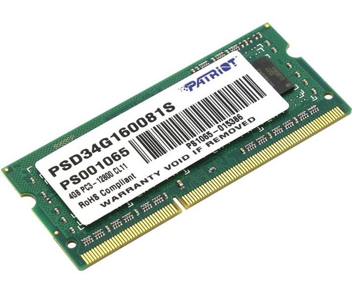 Patriot 4GB DDR3 1600MHz CL11, SO-DIMM, 1.5V