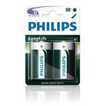 Philips baterie D LongLife zinkochloridová - 2ks, blister