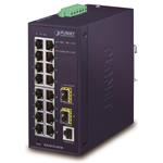 Planet průmyslový L2 switch 16x 1Gb TP + 2x SFP, IP30, -40 až 75°C, SNMP, 12-48VDC/24VAC