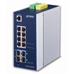 Planet průmyslový L3 switch, 8x1Gb + 4x 1/10Gb SFP+, -40 až 75°C, 12-48VDC, IP30, fanless