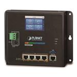 Planet WGR-500-4PV, průmyslový PoE router, 1xWAN 1Gbps, 4xLan 1Gbps, PoE 802.3at do 120W, -10 až 60°C, touch LCD