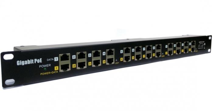 POE Gigabitový Patch panel Cat5 19" 12port 1U