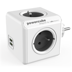 PowerCube Original USB, zásuvková rozdvojka 4:1 s USB nabíječkou 2.1A, šedá