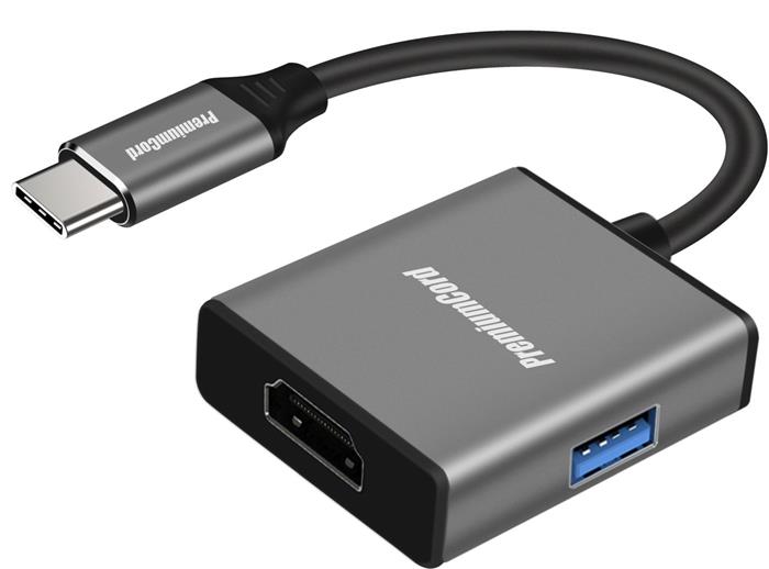 PremiumCord Adapter USB-C na HDMI rozlišení obrazu 4K s USB Aluminium