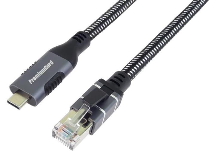 PremiumCord Gigabitový ethernetový kabel USB-C na LAN RJ45, 1m