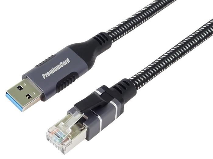 PremiumCord Gigabitový ethernetový kabel USB na LAN RJ45, 3m