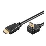 PremiumCord HDMI 1.4 kabel, zlacený zahnutý konektor 90° 10m