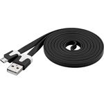 PremiumCord Kabel micro USB 2.0, A-B 2m, plochý PVC kabel, černý