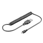 PremiumCord Kabel micro USB, A-B, 0.5m - 1m, kroucený