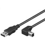 PremiumCord kabel USB 2.0 A-B propojovací 5m - zahnutý B konektor 90°