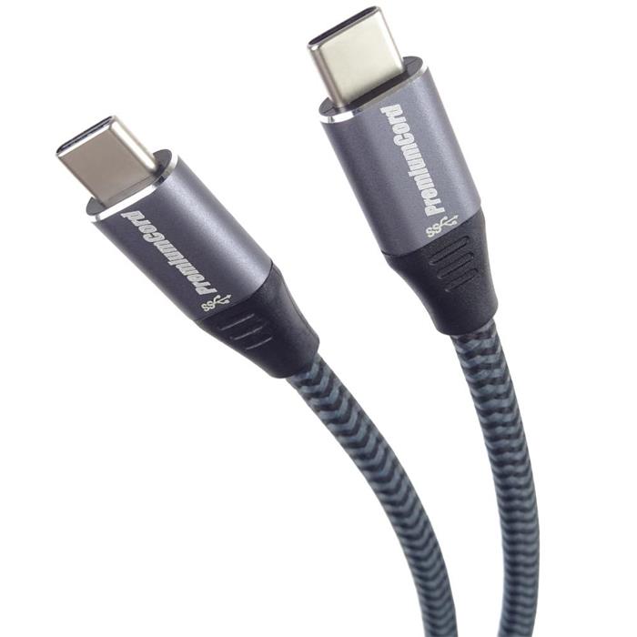 PremiumCord Kabel USB 3.2 Gen 1 USB-C male - USB-C male, bavlněný oplet, 1,5m