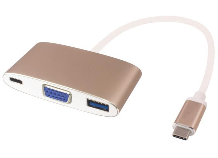 PremiumCord Převodník USB-C na VGA + USB3.0 + PD (USB Power Delivery)