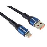 PremiumCord Super fast charging 5A kabel USB-C - USB 2.0 A  bavlněný oplet 2m
