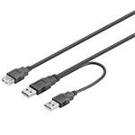 PremiumCord USB 2.0 napájecí Y kabel A/M -- A/M + A/F 0.5m + 0.4m
