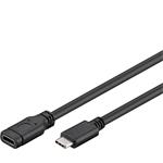 PremiumCord USB 3.0 prodlužovací kabel USB-C -> USB-C, 1m, černý