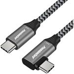 PremiumCord USB-C zahnutý kabel (USB 3.1, 3A, 60W, 10Gbit/s ) 1m hliníkové krytky konektorů, bavlněný oplet