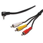 PremiumCord Video + Audio kabel, stereo 3.5mm 4 pinový - 3x CINCH RCA stíněný, M/M, 1,5m