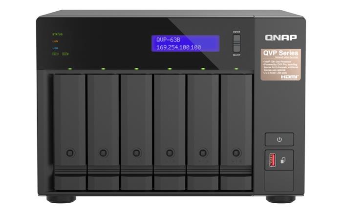 QNAP NVR QVP-63B (4core 4,3GHz, 16GB RAM, 6xSATA, 2xGbE, 2xM.2 NVMe Gen4, 2xPCIe, kamery: 8 (max 36)