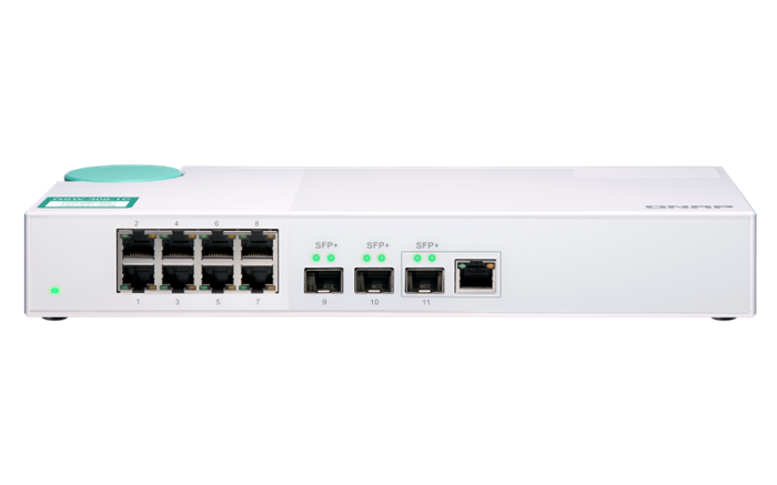 QNAP switch QSW-308-1C (8x Gigabit port + 3x 10G SFP+ port + 1x 10G RJ-45 kombo port)