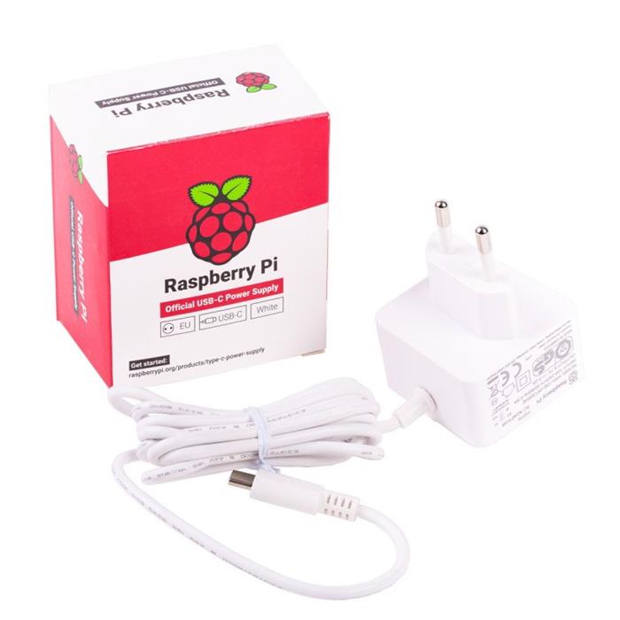 Raspberry Pi USB-C napájecí adaptér 5.1V/3A pro Rpi 4, bílý