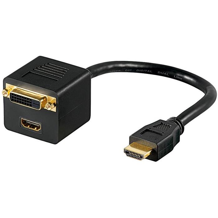 Redukce HDMI A(M) - DVI-D(F) single + HDMI A(F)