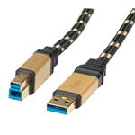 Roline Gold propojovací A-B USB 3.0 kabel, 0.8m, zlacené konektory