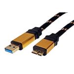 Roline Gold propojovací micro USB 3.0 kabel, 0.8m