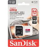 SanDisk Ultra 64GB microSDXC karta, UHS-I A1 + SD adaptér