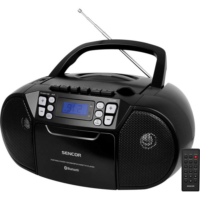 Sencor rádio SPT 3907 B rádio s CD, kazetou a USB, černá