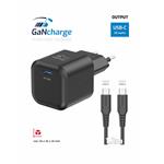 Swissten 20W GaN nabíječka, 1x USB-C, černá + USB-C kabel 1.2m