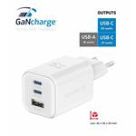 Swissten 65W GaN nabíječka, 2x USB-C, 1x USB, bílá