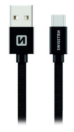 Swissten kabel Textile USB / Micro USB, 0.2m černý