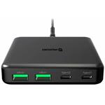Swissten mini desktop adaptér GaN 2x USB-C + 2x USB, 65W, černý