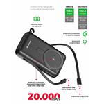 Swissten Power Bank 20000 mAh PD 20W, pevné kabely USB-C + Lightning, magsafe