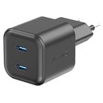 Swissten síťový adaptér gan 2x usb-c 20w power delivery černý