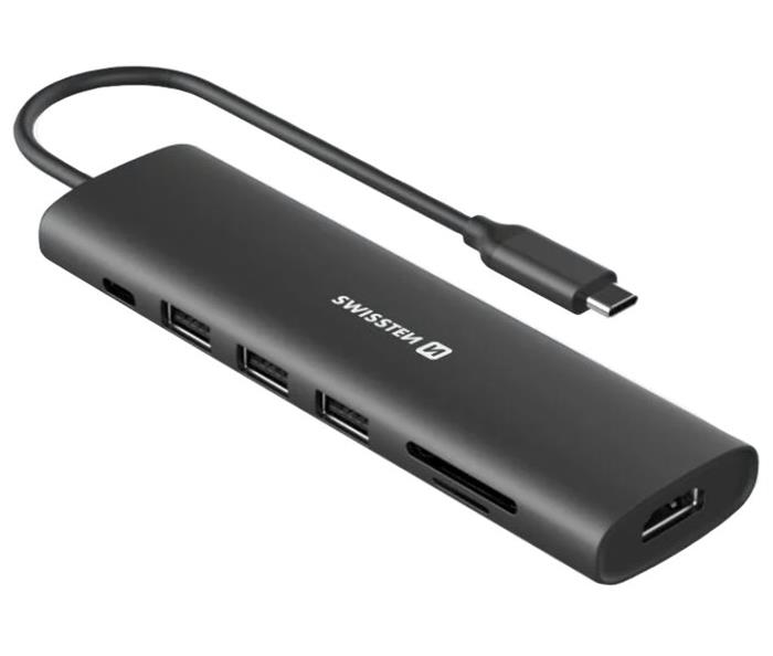 Swissten USB-C hub 7-in-1 (100W PD, HDMI, 1x USB3.0, 2x USB 2.0, SD, microSD)
