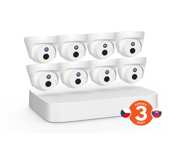 Tenda K8P-4CR - PoE kamerový set 4MPx, 8CH NVR + 8x IP kamera 4MPx IP67, zvuk, web. rozhraní, CZ app