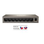 Tenda TEG1008M 8-port Gigabit Switch, 8x 10/100/1000 Mb/s, Fanless, MAC 4K, napájení AC/DC, i na zeď