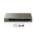 Tenda TEG1109P-8-102W PoE AT switch 8x PoE 802.3af/at + 1x Uplink, 9x 1 Gb/s, PoE 102W, fanless