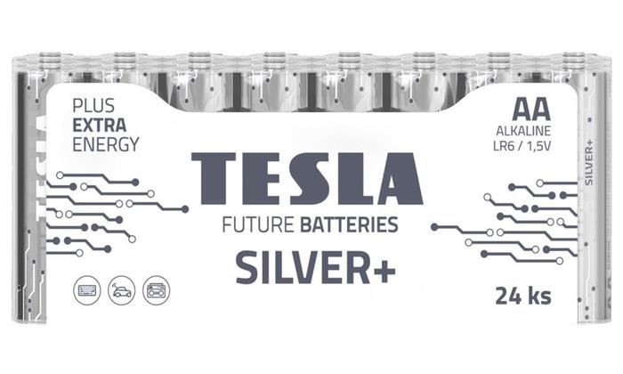 Tesla AA SILVER+ alkalická, 24 ks fólie, ND