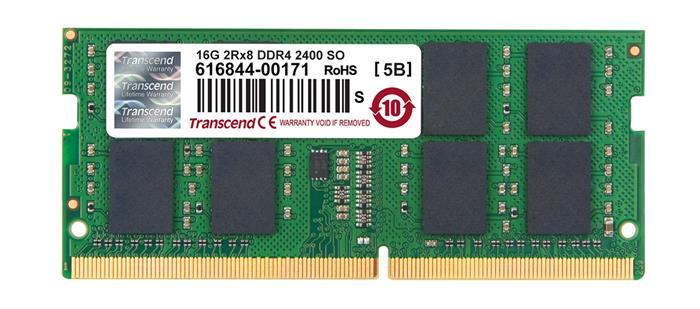 Transcend 16GB Industrial ECC SODIMM DDR4 2400 2Rx8 1Gx8 CL17 1.2V