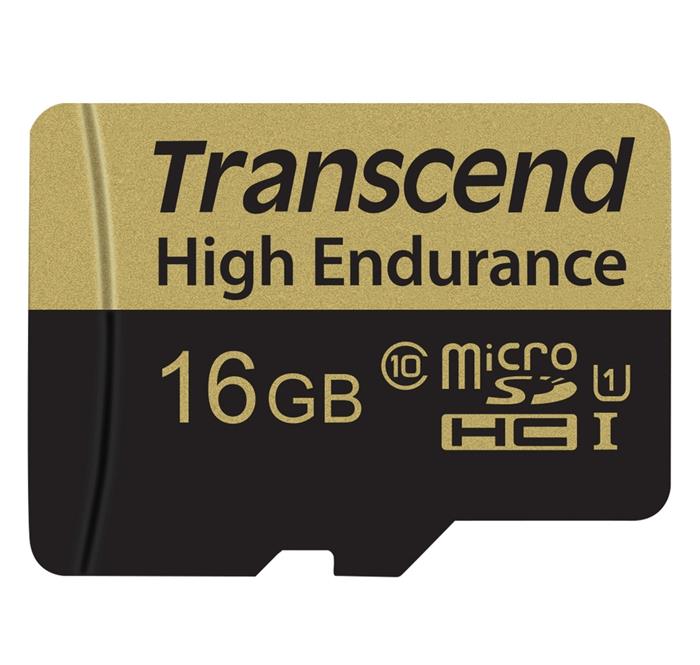 Transcend 16GB microSDHC UHS-I U1 (Class 10) High Endurance MLC průmyslová paměťová karta (s adaptérem), 95MB/s R,25MB/