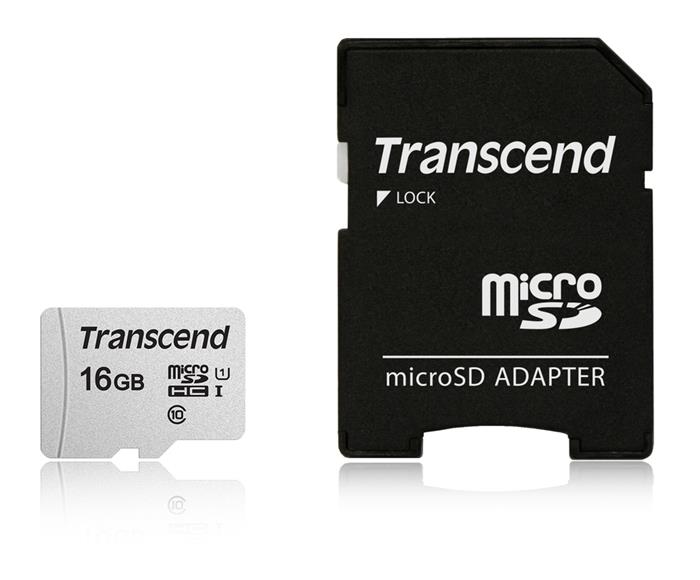 Transcend 300s 16GB microSDHC karta, UHS-I U1 + adaptér