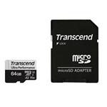 Transcend 64GB microSDXC 340S UHS-I U3 V30 A2 3D TLC (Class 10) paměťová karta (s adaptérem), 160MB/s R, 80MB/s W