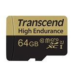 Transcend 64GB microSDXC UHS-I U1 (Class 10) High Endurance MLC průmyslová paměťová karta (s adaptérem), 95MB/s R,45MB/