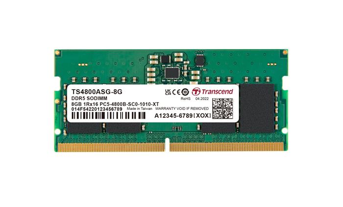 Transcend 8GB DDR5 4800MHz CL40, 1Rx16, SO-DIMM, 1.1V