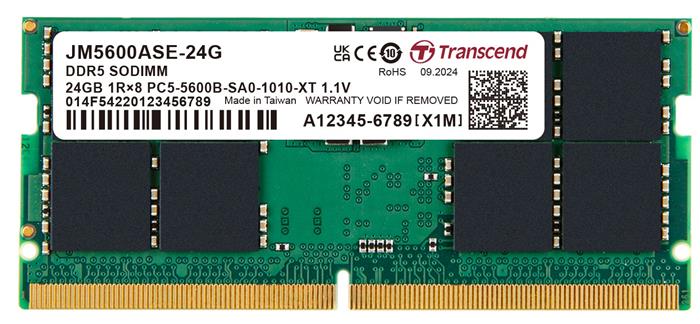 Transcend 8GB DDR5 5600 SO-DIMM 1Rx16 1Gx16 CL46 1.1V