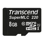 Transcend 8GB microSDHC220I UHS-I U1 (Class 10) SuperMLC průmyslová paměťová karta, 81MB/s R, 46MB/s W, černá