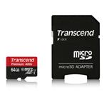 Transcend Premium 64GB MicroSDXC karta, Class 10, UHS-I + adaptér